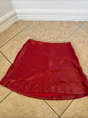 Meshki Red Sequin Mini Skirt - Women